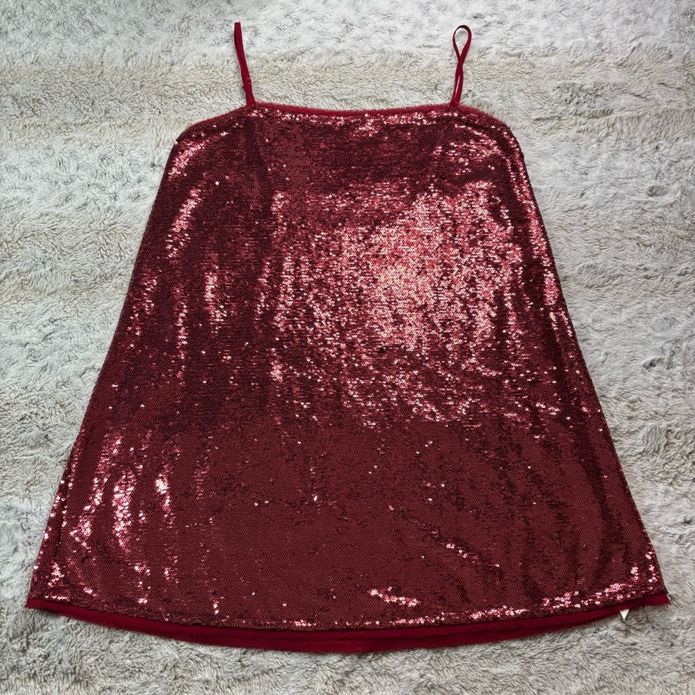 Intimately Free People Red Nightgown Mini Dress Burgundy Sequin Chemise Medium